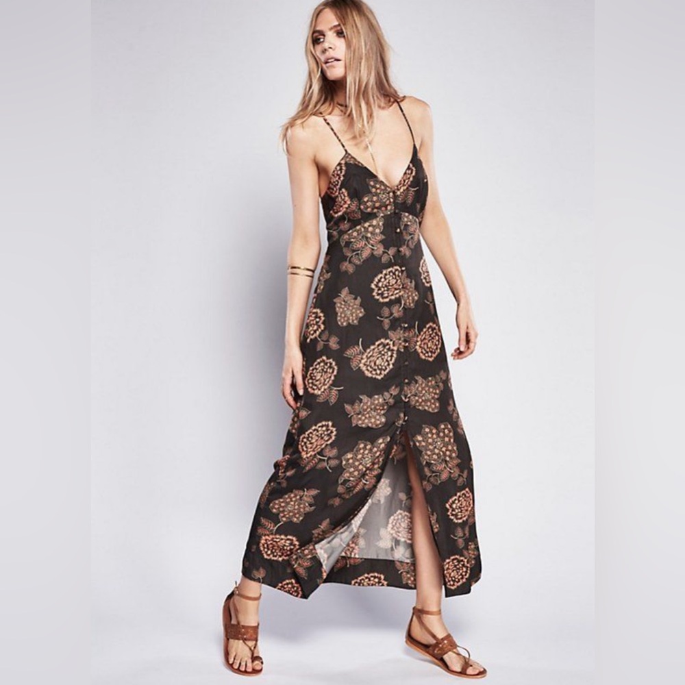 Silky Strappy Free People Button Front Midi